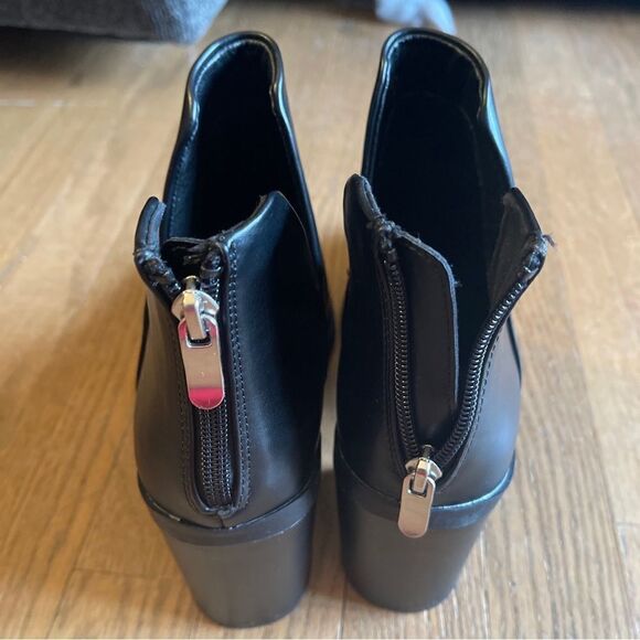 Black Fashion Boots Size 8 Unbranded Back Zipper - Picture 5 of 6